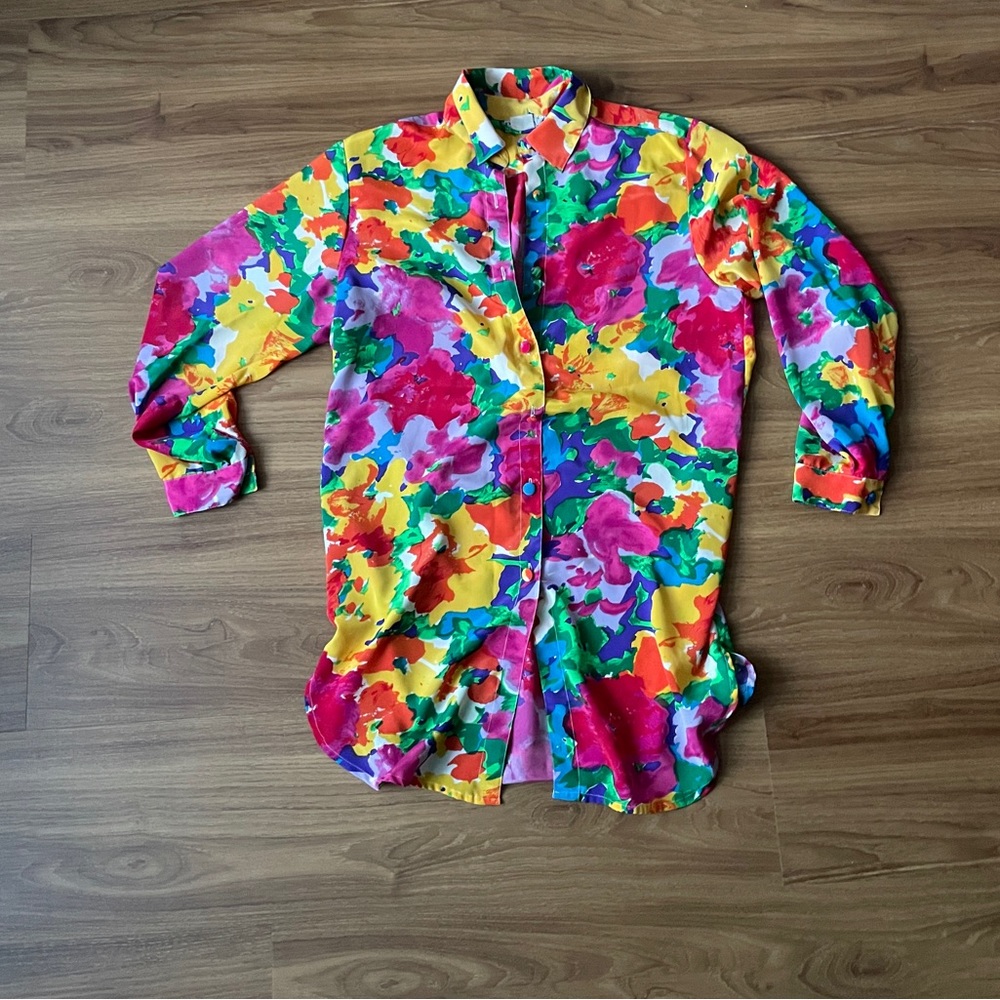 Patchington Multicolor Floral Long Sleeve Shirt Dress
